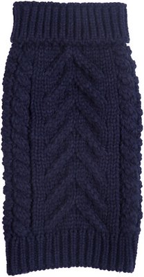fabdog Super Chunky Turtleneck Dog Sweater, Navy, 8-in
