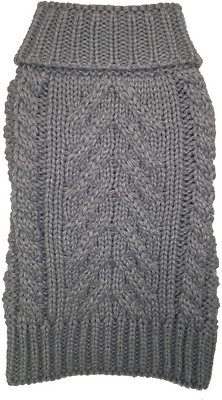 fabdog Super Chunky Turtleneck Dog Sweater, Heather Gray, 18-in