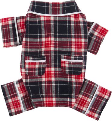 fabdog Plaid Dog Pajamas, Blue, 14-in