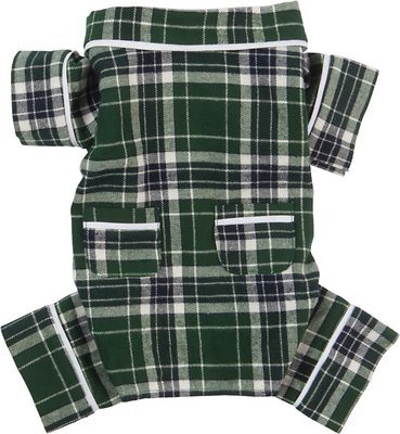 fabdog Plaid Dog Pajamas, Green, 20-in