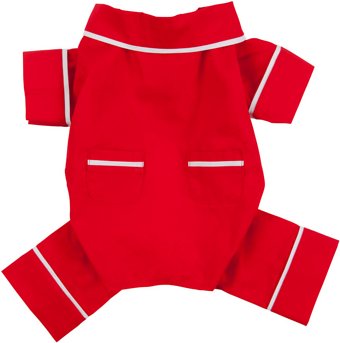 fabdog Poplin Dog Pajamas, Red, 10-in
