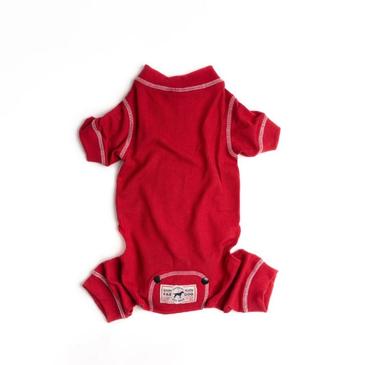 fabdog Thermal Dog Pajamas, Red, 8-in