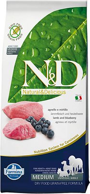 Farmina N&D Prime Lamb & Blueberry Medium Adult Dry Dog Food, 26.4-lb