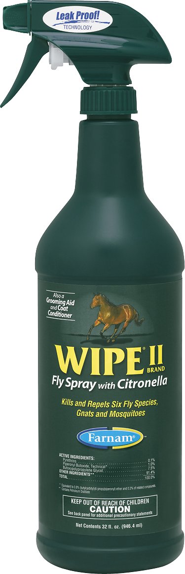 Farnam Wipe Fly Spray with Citornella, 32-oz bottle