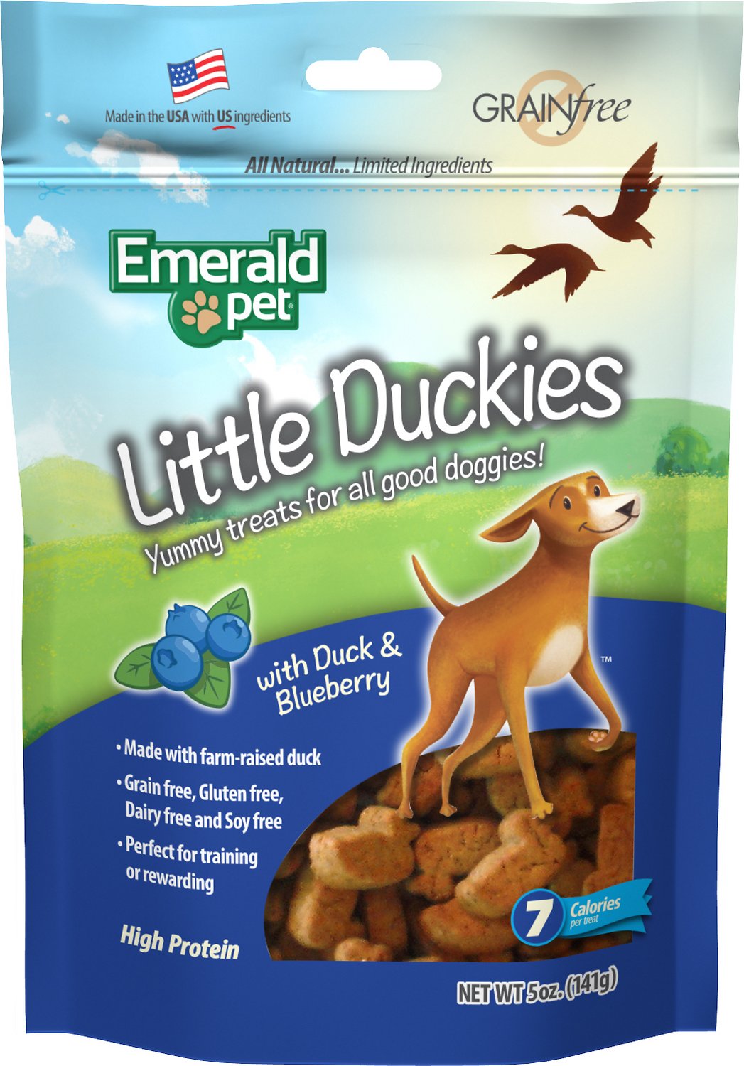 Emerald Pet Little Duckies with Duck & Blueberry Dog Treats, 5-oz