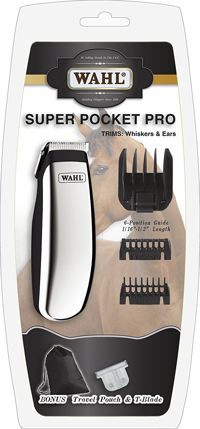 Wahl Super Pocket Pro Battery Powered Horse Trimmer, Black Chrome