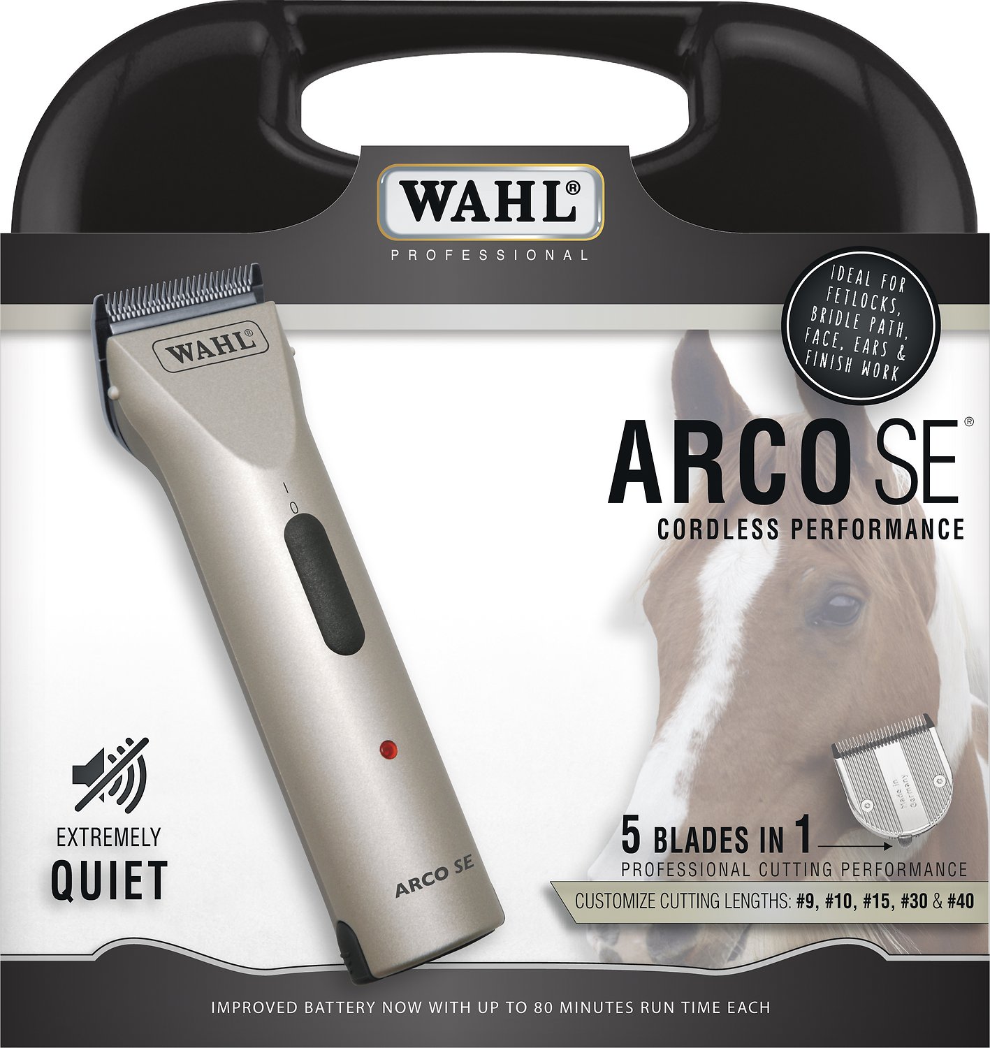 Wahl Arco SE Cordless Horse Clipper, Black/Silver