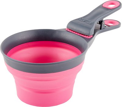Dexas Collapsible KlipScoop, Gray/Pink, 2 cup