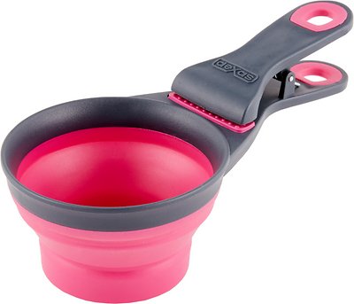 Dexas Collapsible KlipScoop, Gray/Pink, 1 cup