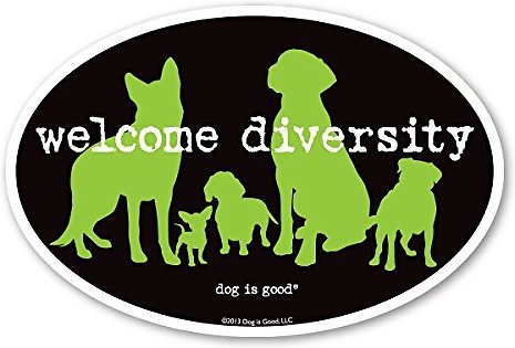 Dog is Good "Welcome Diversity" Oval Car Magnet