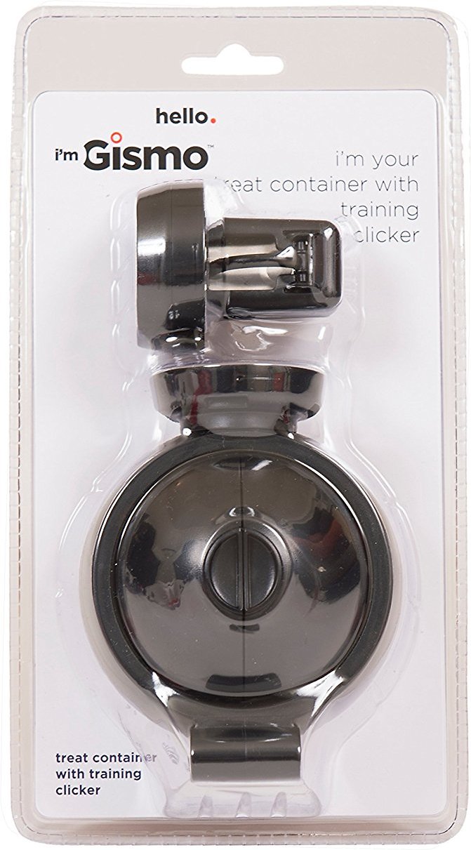 Dog Gone Smart I'm Gismo Treat Container with Training Clicker Connectable Accessory, Black