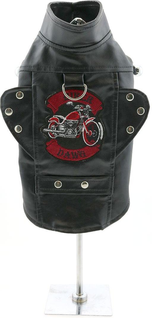 Doggie Design Biker Dawg Motorcycle Dog Jacket, Black