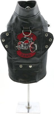 Doggie Design Biker Dawg Motorcycle Dog Jacket, Black, 3X-Large