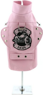 Doggie Design Biker Dawg Motorcycle Dog Jacket, Pink, Large