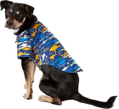Doggie Design Hawaiian Camp Shirt for Dogs, Island Shark, Large