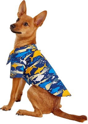 Doggie Design Hawaiian Camp Shirt for Dogs, Island Shark, Small