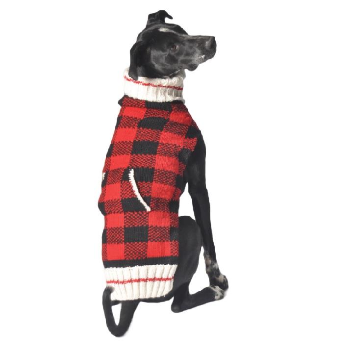 Chilly Dog Buffalo Plaid Dog & Cat Sweater, X-Large