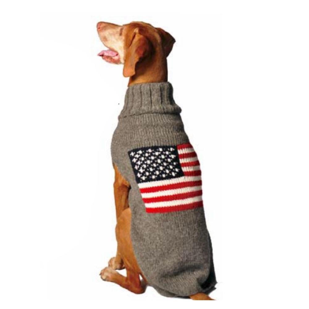 Chilly Dog American Flag Dog & Cat Sweater, Large