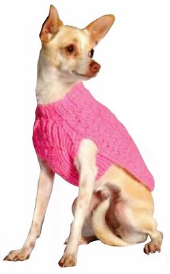Chilly Dog Pink Cable Dog & Cat Sweater, Medium