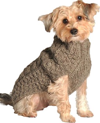 Chilly Dog Grey Cable Knit Dog & Cat Sweater, XX-Large