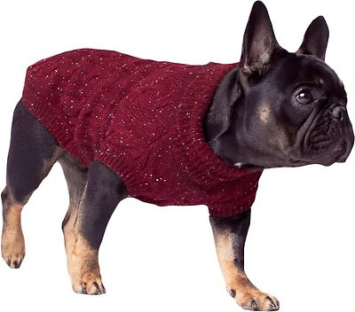 Canada Pooch Cambridge Cableknit Dog Sweater, Maroon, 18