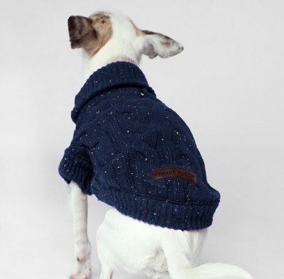 Canada Pooch Cambridge Cableknit Dog Sweater, Navy, 14
