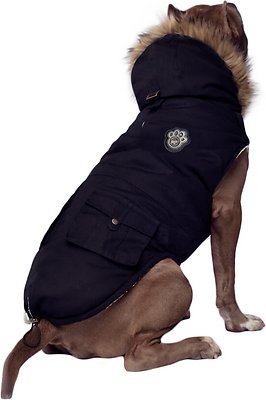 Canada Pooch Alaskan Army Dog Parka, Black, 10