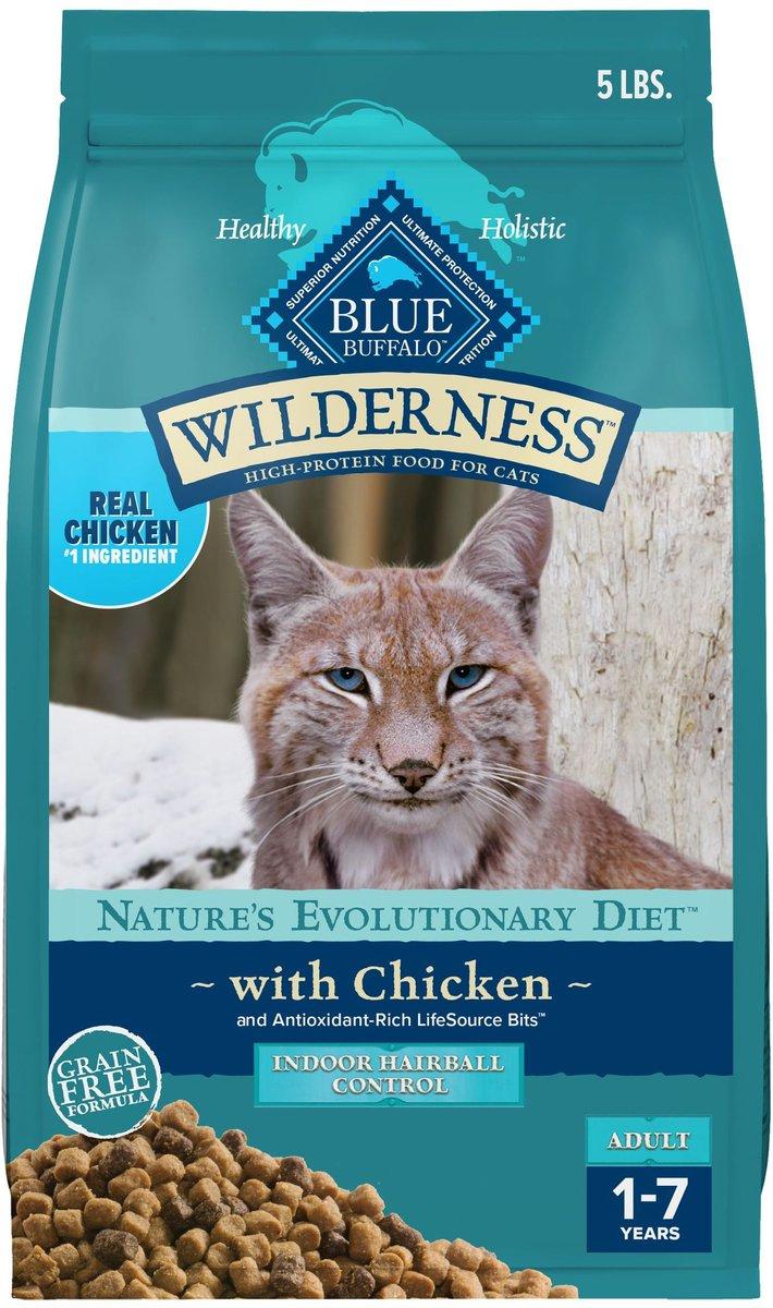 Blue Buffalo BLUE Wilderness Indoor Hairball Control with Chicken Grain-Free Dry Cat Food, 5-lb