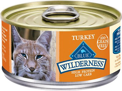 Blue Buffalo Wilderness Turkey Grain-Free Wet Cat Food Can, 3-oz, case of 24 (**)
