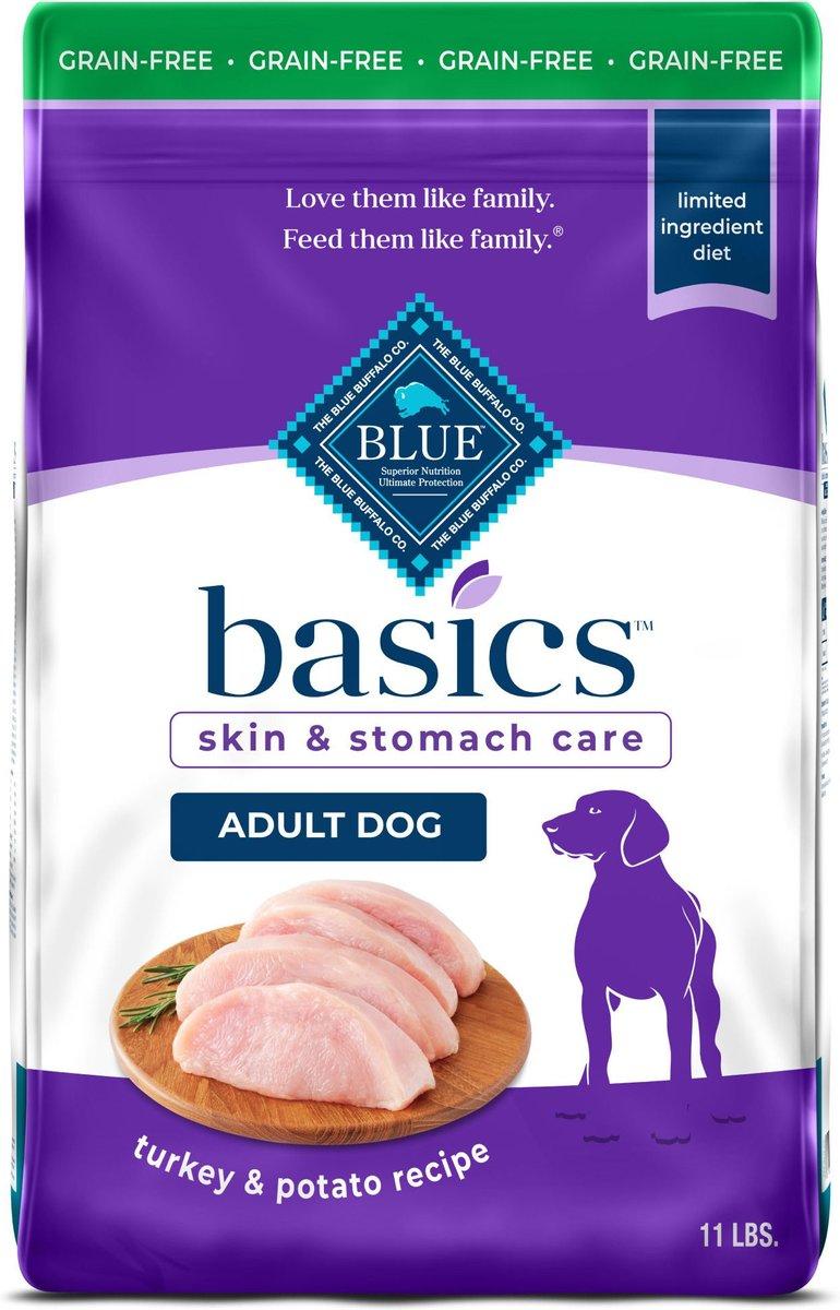 Blue Buffalo BLUE Basics Skin & Stomach Care Turkey & Potato Adult Grain-Free Dry Dog Food, 11-lb