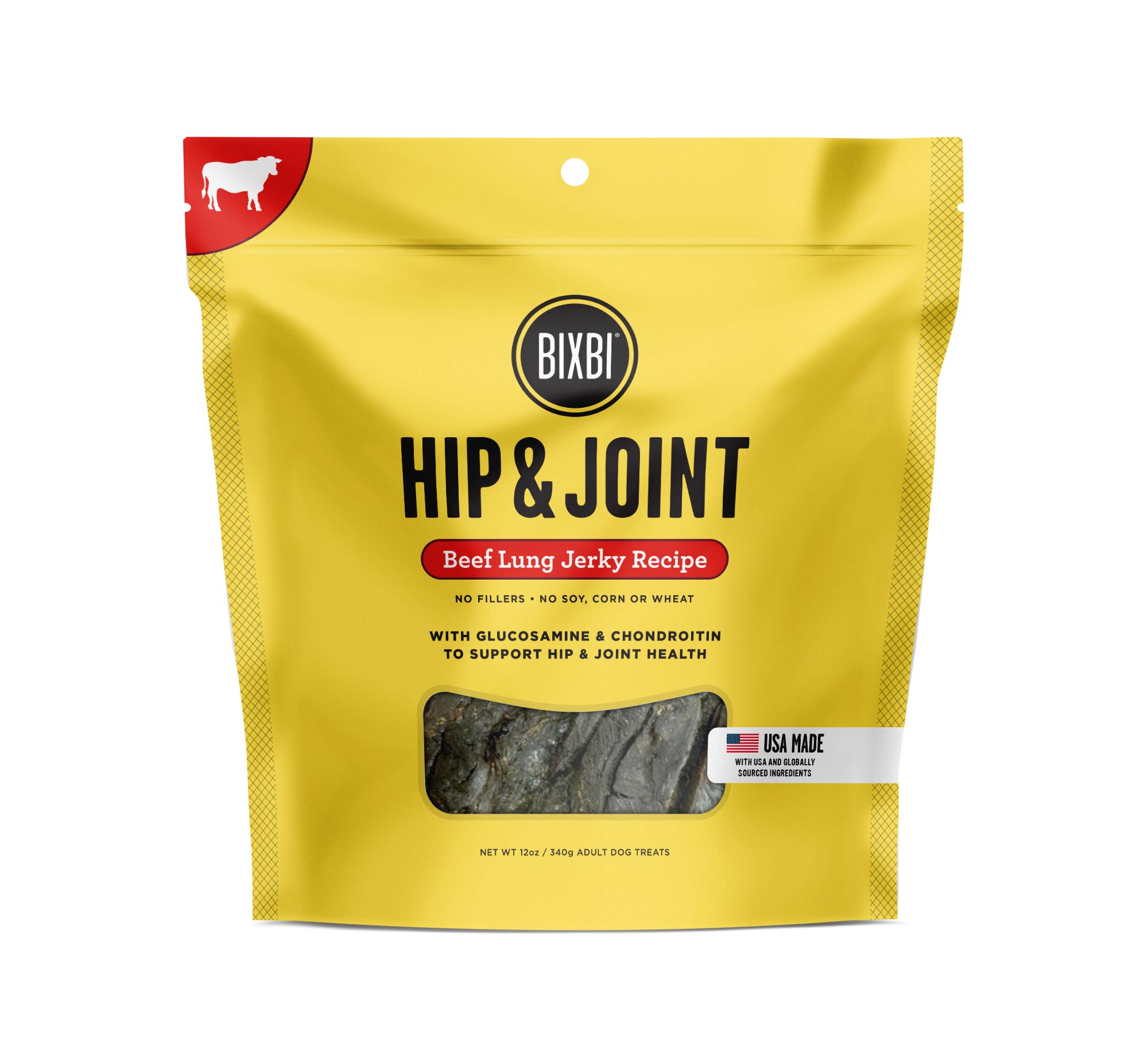 BIXBI Hip & Joint Beef Lung Jerky Dog Treats, 12-oz