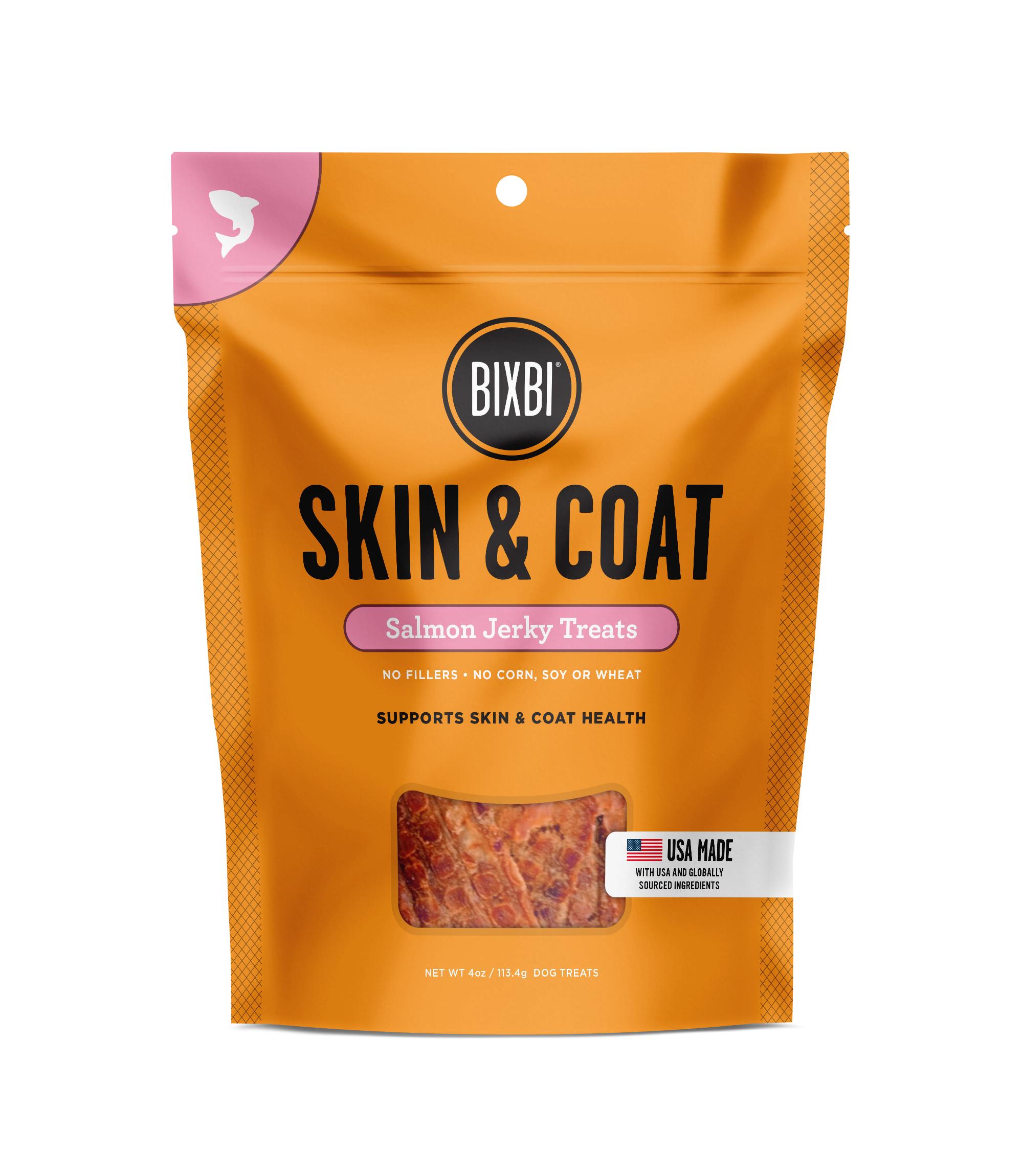 BIXBI Skin & Coat Salmon Jerky Dog Treats, 5-oz
