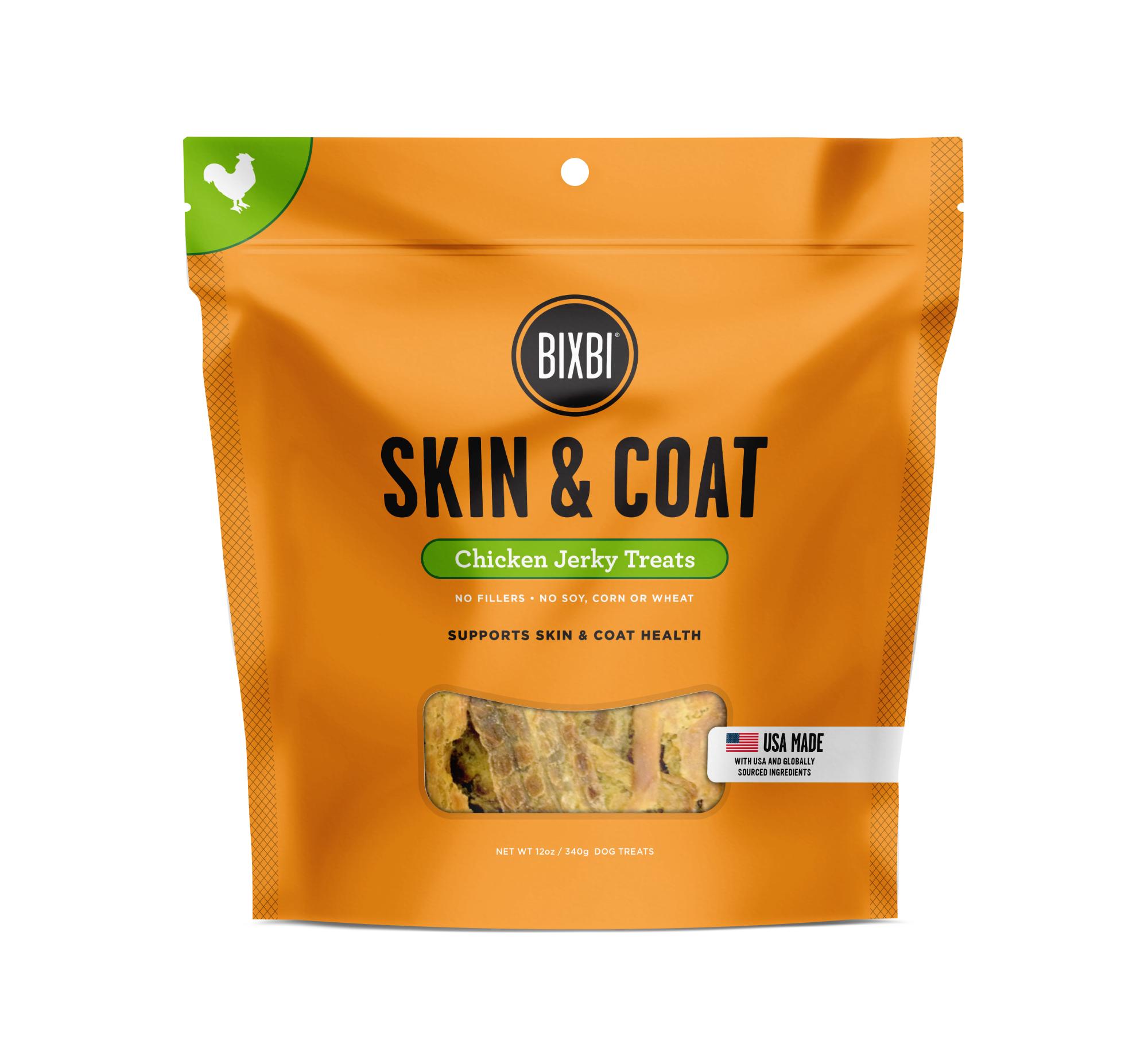 BIXBI Skin & Coat Chicken Jerky Dog Treats, 12-oz