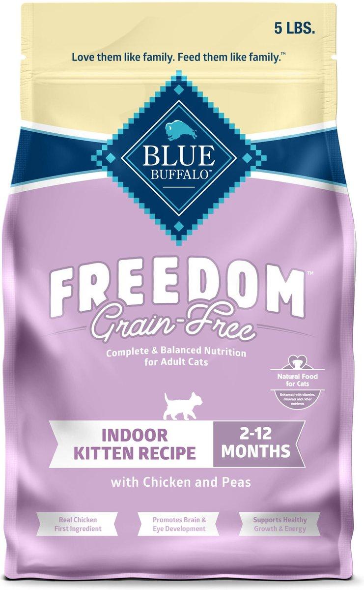 Blue Buffalo BLUE Freedom Indoor Kitten Chicken Grain-Free Dry Cat Food, 5-lb (Size: 5-lb)