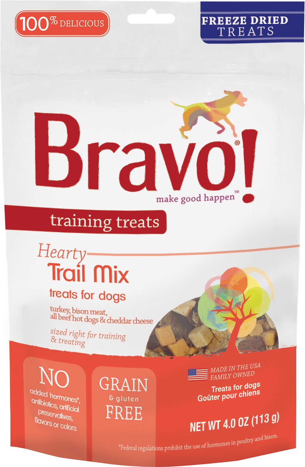 Bravo Training Treats Trail Mix Freeze Dried Dog Treats 4 oz Bogies Discount Pet Food Supplies