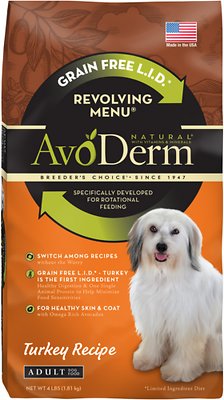 AvoDerm Natural Grain-Free Revolving Menu Turkey Recipe Adult Dry Dog Food, 4-lb
