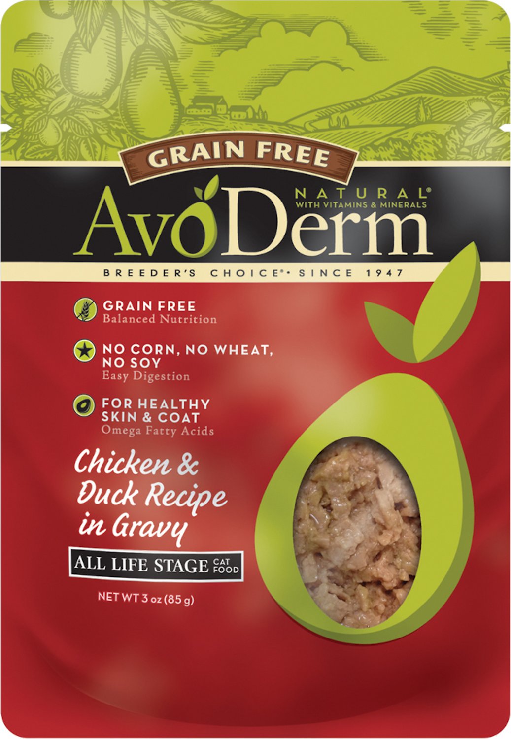 AvoDerm Natural Grain-Free Chicken & Duck Recipe in Gravy Cat Food Pouches
