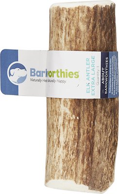 Barkworthies Extra Large Elk Antler Dog Treats, Whole