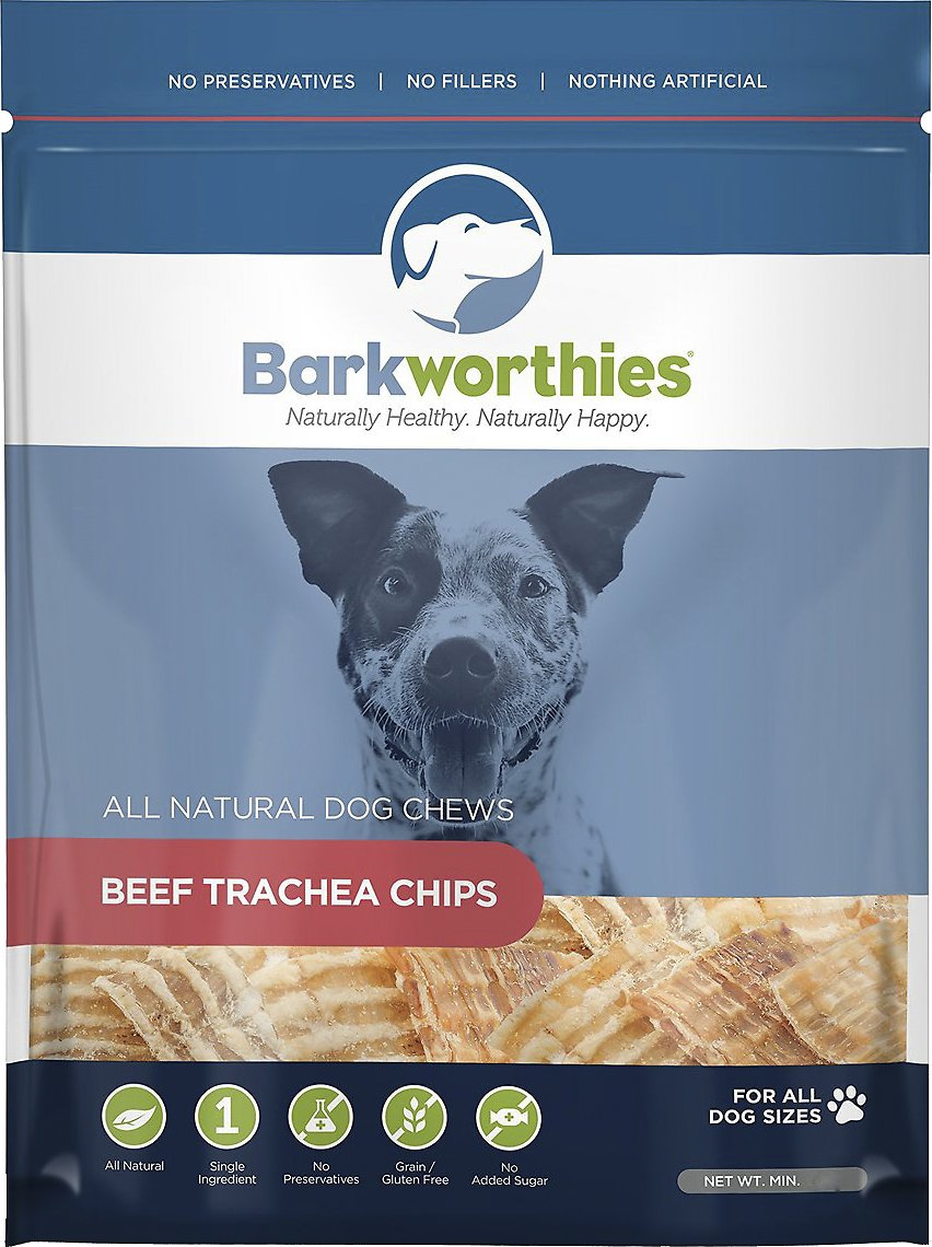 Barkworthies Beef Trachea Chips Dog Treats, 16-oz