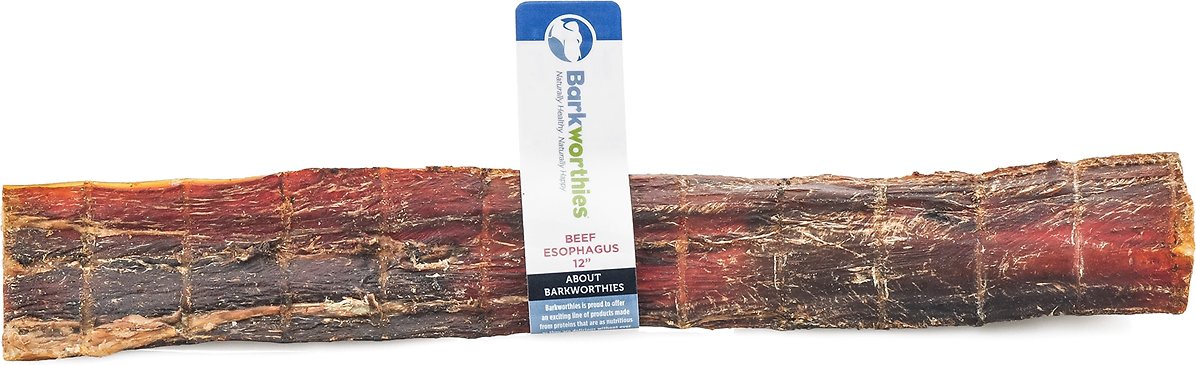 Barkworthies Beef Esophagus Dog Treats, 12-in