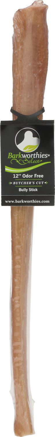 Barkworthies Odor-Free Select Butchers Cut Bully Sticks Dog Treats, 12-in