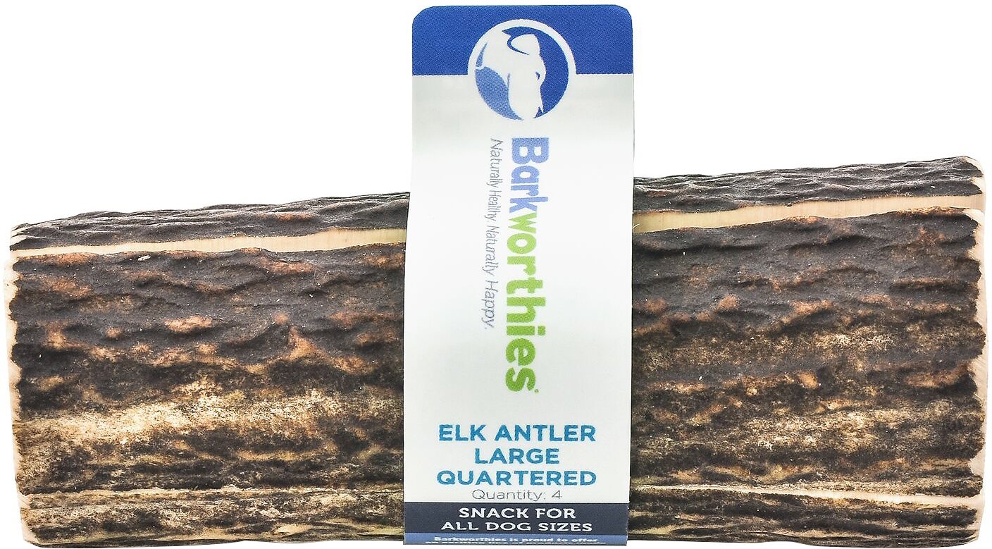 Barkworthies Quartered Elk Antler Dog Treats, 4-count