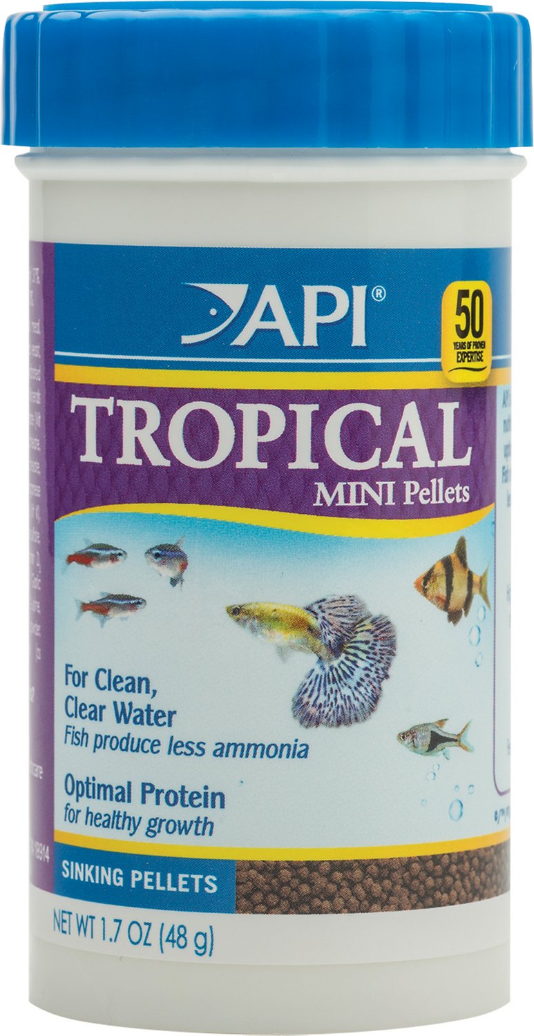 API Sinking Mini Pellets Tropical Fish Food, 1.7-oz bottle