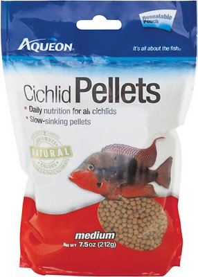 Aqueon Medium Cichlid Pellet Fish Food, 7.5-oz