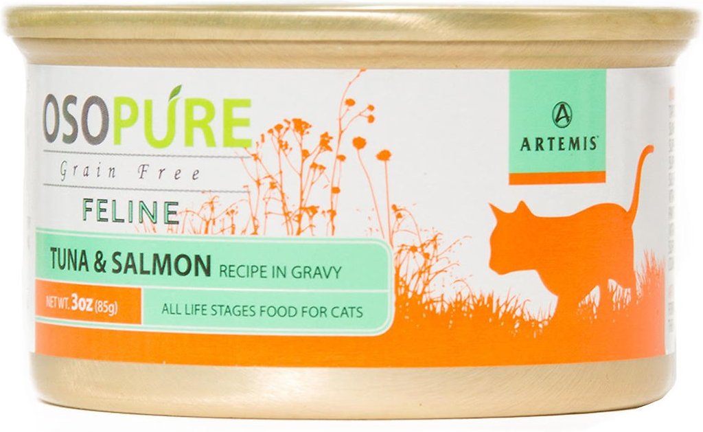 Artemis Osopure Grain-Free Tuna & Salmon Recipe in Gravy Grain-Free Canned Cat Food, 3-oz, case of 24 (**)