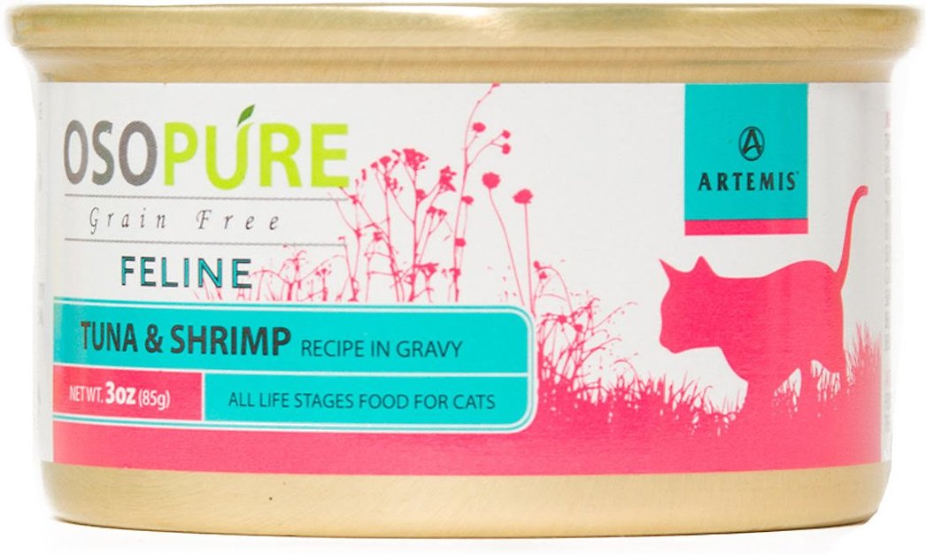 Artemis Osopure Tuna & Shrimp Recipe in Gravy Grain-Free Canned Cat Food, 3-oz, case of 24 (**)