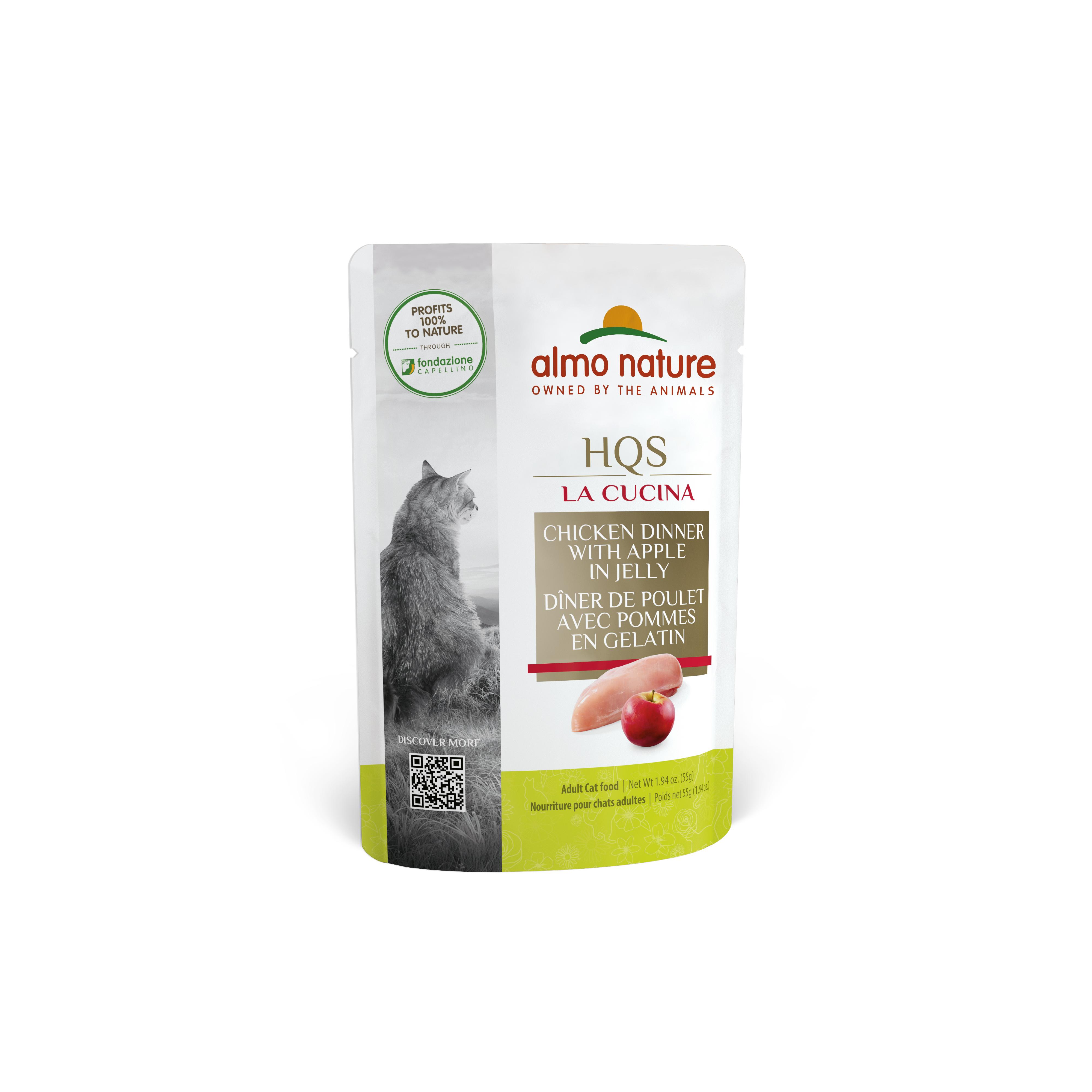 Almo Nature HQS La Cucina Chicken with Apple in Jelly Wet Cat Food Pouch