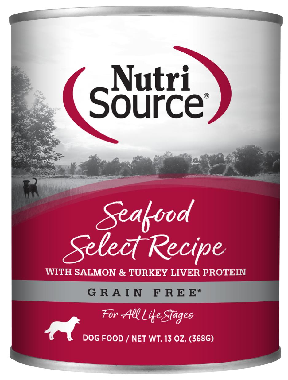 NutriSource Grain Free Seafood Select Formula Canned Dog Food, 13-oz, (2x12)