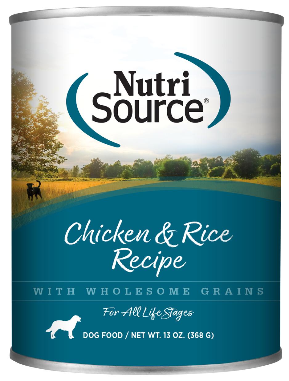 NutriSource Chicken & Rice with Wholesome Grains Wet Dog Food Can, 13-oz, (2x12)