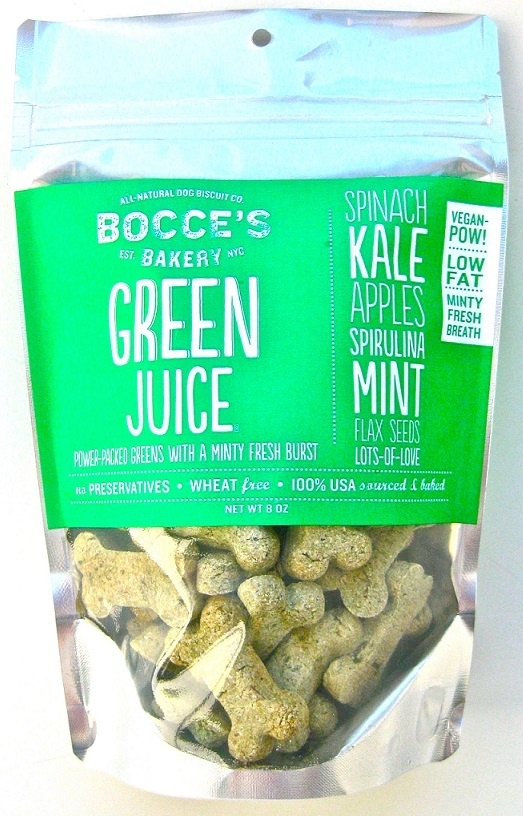 Bocce's Bakery Small Batch Green Juice Kale and Mint Dog Biscuits, 8-oz